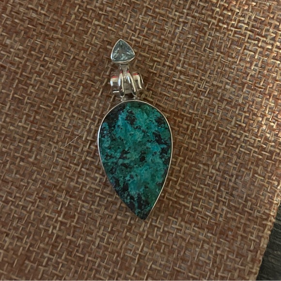 Jewelry - Chrysocolla Dioptase and Topaz .925 Pendant